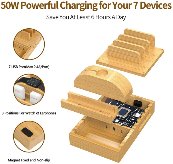 Bamboo USB charging station