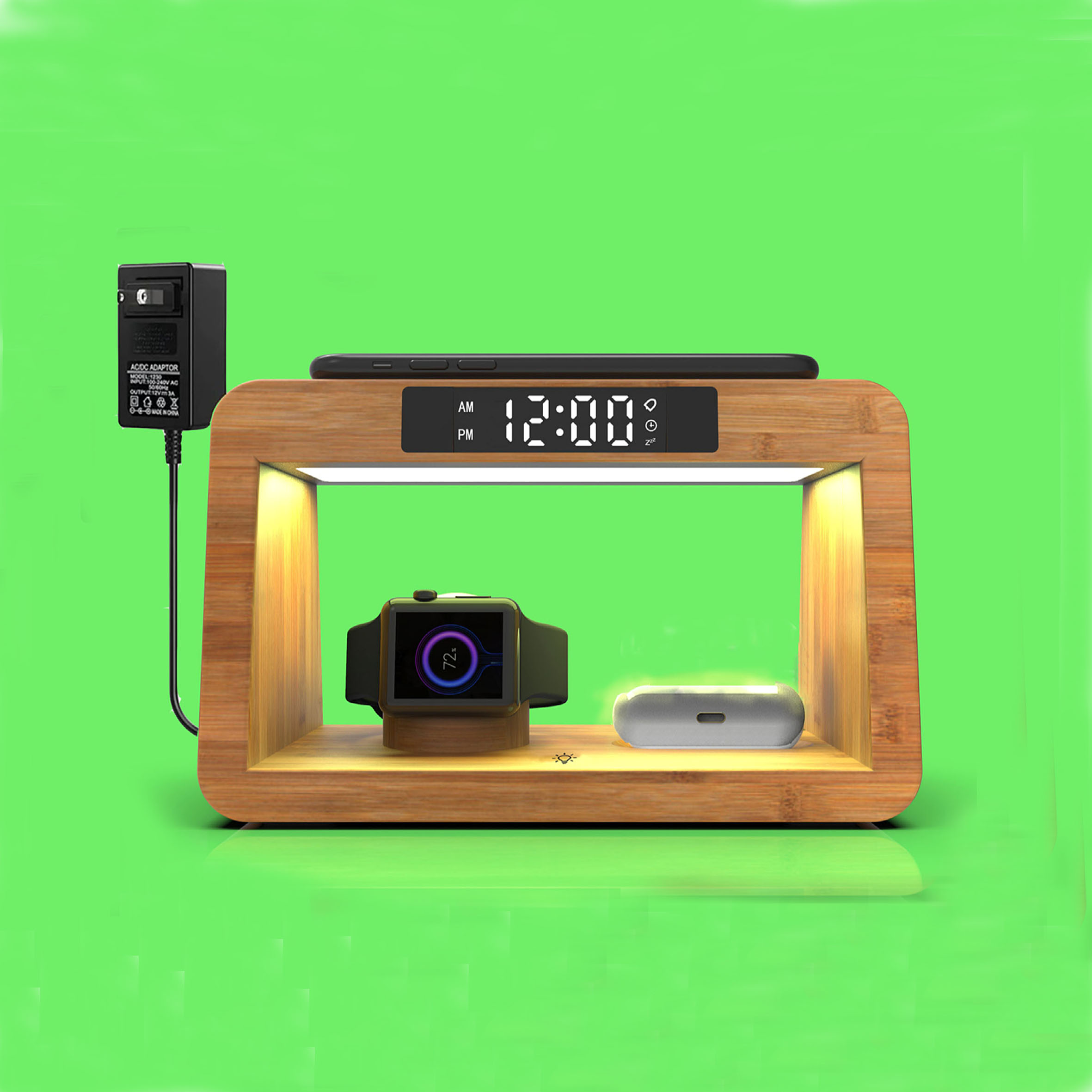 Wireless charging alarm clock manufacturer from china xunhomon