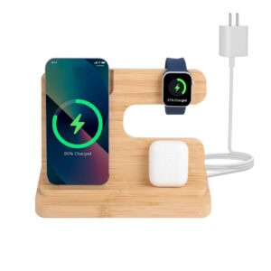 wood charging station 3 in 1